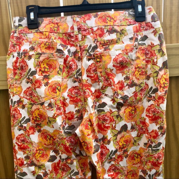 Madison Floral Pants Orange Fall Sz. 6 - Picture 8 of 11